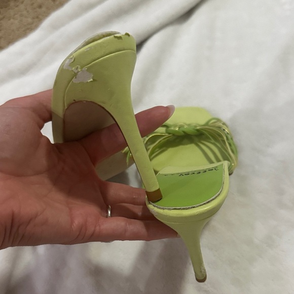 Jeffrey Campbell Lime Green Knotted Strappy Slide Heels - Picture 4 of 5